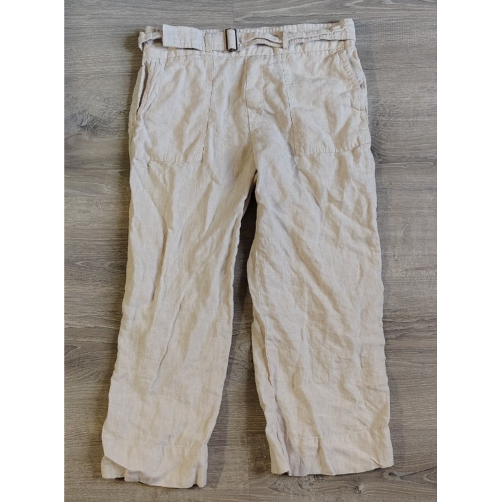 Linen Pants Small Cynthia Rowley Simple Small Loose Wide Leg Elastic Belt‎ Waist